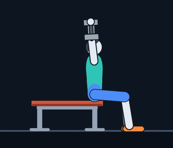 Overhead Triceps Extension, frame 1 of 3: Coach Cole demonstrating the movement